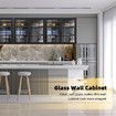 Glass Wall Cabinet Shelving Unit Metal Kitchen Cupboard Bathroom Medicine Storage Shelves Organiser 2 Door 3 Tier Display Book Case Shelf Furniture