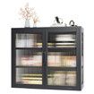 Glass Wall Cabinet Shelving Unit Metal Kitchen Cupboard Bathroom Medicine Storage Shelves Organiser 2 Door 3 Tier Display Book Case Shelf Furniture