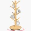 Mug Holder Tree,New Upgraded 360 Degree Rotated 8 Hooks Coffee Cup Holder,Wood Coffee Mug Rack Standing (Natural)