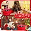 90*90*38cm Double Layer Christmas Wreath Storage Container Bags Zippered Wreath Bag with Handle Festive Wreath Storage Box Xmas Wreath Garlands Red