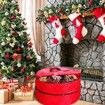 90*90*38cm Double Layer Christmas Wreath Storage Container Bags Zippered Wreath Bag with Handle Festive Wreath Storage Box Xmas Wreath Garlands Red