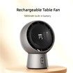 Portable Bladeless Air Circulating Fan USB Rechargeable 5000mAh Battery 5 Gear Wind Home Cordless Table Fan(White)