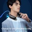 Air Conditioner Portable Neck Fan with LED Display 4000mAh Rechargeable Portable Neck Cooler with 3D Ice Feeling Breathable (Black)