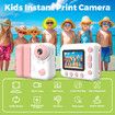 Kids Instant Print Camera,1080P Digital Camera 2.4Inch IPS Screen 10X Zoom Built-in Battery, Birthday Gift for Boy Girl (Pink)