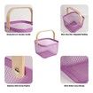 Metal Mesh Steel Basket Garden Harvest Basket Vegetables Square Wire Basket with Handle Storage Organizer Multi-functional Fruit Basket (Purple)