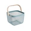 Metal Mesh Steel Basket Garden Harvest Basket Vegetables Square Wire Basket with Handle Storage Organizer Multi-functional Fruit Basket (Blue)