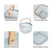 Metal Mesh Steel Basket Garden Harvest Basket Vegetables Square Wire Basket with Handle Storage Organizer Multi-functional Fruit Basket (Blue)