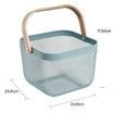 Metal Mesh Steel Basket Garden Harvest Basket Vegetables Square Wire Basket with Handle Storage Organizer Multi-functional Fruit Basket (Blue)