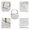 Metal Mesh Steel Basket Garden Harvest Basket Vegetables Square Wire Basket with Handle Storage Organizer Multi-functional Fruit Basket (White)