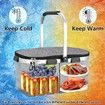 Insulated Cooler Bag Multipocket Collapsible Picnic Basket Leak-Proof Outdoor Basket for Camping Shopping Travel Beach Grocery Bag (Gray)