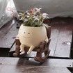 Smily Face Planter Pot Cute Resin Flower Head Planters Unique Sit Rocking Chair Succulent Pots Gift IdeaI for Christmas with Drainage Hole