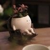 Smily Face Planter Pot Cute Resin Flower Head Planters Unique Sit Rocking Chair Succulent Pots Gift IdeaI for Christmas with Drainage Hole