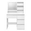 Makeup Vanity Table Dressing Desk White Dresser Modern Bedroom Furniture with Mirror LED Light Strip 4 Drawers 3 Compartments 3 Lighting Colours