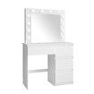 Hollywood Vanity Dresser Table Makeup Dressing Desk White Modern Bedroom Furniture with 12 LED Lighted Mirror 3 Lighting Colours 4 Drawers