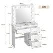 Hollywood Vanity Dresser Table Makeup Dressing Desk White Modern Bedroom Furniture with 12 LED Lighted Mirror 3 Lighting Colours 4 Drawers