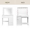 Hollywood Vanity Dresser Table Makeup Dressing Desk White Modern Bedroom Furniture with 12 LED Lighted Mirror 3 Lighting Colours 4 Drawers
