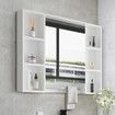 Bathroom Mirror Cabinet Medicine Shaver Shaving Wall Storage Cupboard Organiser Shelves Furniture Bathroom Vanity with Door White 90x12x65cm
