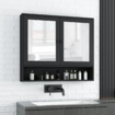 Bathroom Mirror Cabinet Medicine Shaver Shaving Storage Organiser Wall Bath Cupboard Toilet Shelves Furniture Organizer with 2 Doors Black