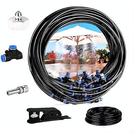 10m Misting  10Nozzles Sprinkler Outdoor Mister System for Patio Garden Trampoline Greenhouse