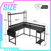 Gaming Desk L Shaped Computer Racer Standing Corner Table Drawer Shelves with LED Lights Storage Bag Carbon Fibre