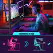 Gaming Desk L Shaped Computer Racer Standing Corner Table Drawer Shelves with LED Lights Storage Bag Carbon Fibre