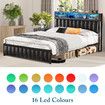 Queen Size Bed Frame Mattress Base Bedroom Furniture Upholstered Foundation Platform PU Wooden Metal with RGB Storage