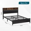 Queen Size Bed Frame Mattress Base Bedroom Furniture Upholstered Foundation Platform PU Wooden Metal with RGB Storage