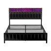 Queen Size Bed Frame Mattress Base Bedroom Furniture Upholstered Foundation Platform PU Wooden Metal with RGB Storage