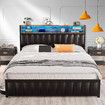 Double Size Bed Frame Bedroom Furniture Mattress Base Upholstered Platform Foundation Wooden PU Metal with Storage RGB