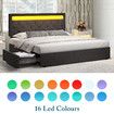 Double Size Bed Frame Base LED Bedroom Furniture Mattress Platform Foundation Metal Wooden Fabric with Drawers