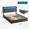 Double Size Bed Frame Base LED Bedroom Furniture Mattress Platform Foundation Metal Wooden Fabric with Drawers