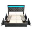 Double Size Bed Frame Base LED Bedroom Furniture Mattress Platform Foundation Metal Wooden Fabric with Drawers