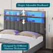 Double Size Bed Frame LED Mattress Base Bedroom Furniture Upholstered Platform Foundation Adjustable Wooden Fabric with Storage