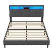Double Size Bed Frame LED Mattress Base Bedroom Furniture Upholstered Platform Foundation Adjustable Wooden Fabric with Storage