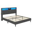 Double Size Bed Frame LED Mattress Base Bedroom Furniture Upholstered Platform Foundation Adjustable Wooden Fabric with Storage