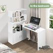 Office Computer Desk L Shaped Rotating Corner Study Gamer Furniture Home Work Writing Gaming Executive Table Modern with Bookshelf 2 Cabinets