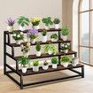 4 Tiered Plant Stand Metal Flower Pot Shelf Indoor Outdoor Corner Holder Garden Herb Shelves Large Storage Rack Black Brown