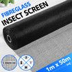 Fly Window Screen Mesh 50x1m Mosquito Netting Privacy Balcony Insect Bug Pet Door Net Sun Shade Fibreglass Roll Black for Porch Garden Patio