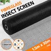 Fly Screen Window Mesh 30x1.5m Mosquito Privacy Balcony Netting Insect Bug Pet Net Door Fibreglass Sun Shade Roll Black for Garden Patio Porch