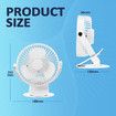 USB Desk Clip On Fan Portable Cooling Clamp Table Wall Battery Powered Air Circulator 360 Degree Rotation with Light for Car Stroller Travel Camping