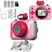 Kids Mini Camera Instant Print 48 MP Selife Digital Camera with 2.5K Video with 32 GB Card,Birthday Xmas Gift for 3-12 Year Old Girls Boys,Pink