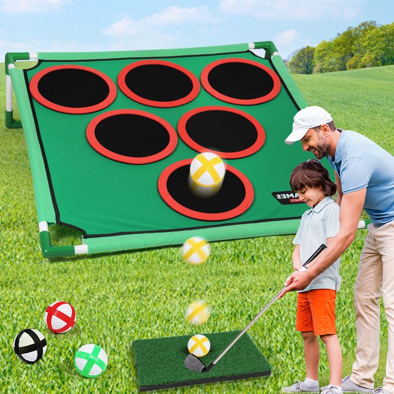 Golf Chipping Game Indoor Outdoor Golf Games,Large Golf Chipping Game Mat with Chipping Mat and 20 Grip Balls,For Home Backyard Office