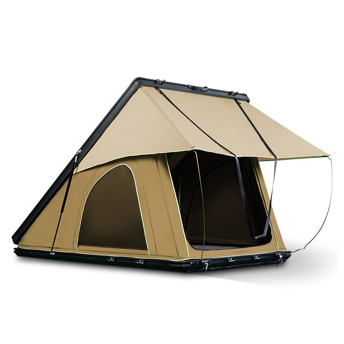 Slimline Aluminium Hardshell Rooftop Tent Hardshell With Ladder Khaki Camping 4x4 4WD