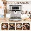 Espresso Coffee Machine 20 Bar 1.6L Portable Stainless Steel Latte Cappuccino Maker Home Office Cafe Milk Frother with Steam Wander Preheating Maxkon