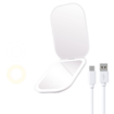 Slim Lighted Travel Makeup Mirror Lights Magnification USB Power Rechargeable 2X Magnifying Mirror Light Colors Adjustable Brightness