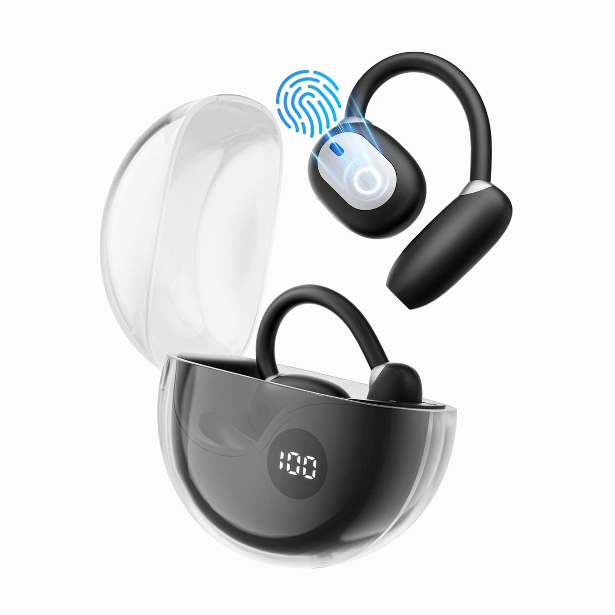 3-in-1 Translation Earbuds Language Translator Earphone in Real Time Supports 144 and 8 Offline OWS for iOS & Android Ideal for Travel(Black)