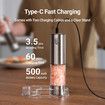 2 Pack Electric Salt and Pepper Grinder Set, Rechargeable Automatic Salt and Pepper Mill Grinder with Adjustable Coarseness