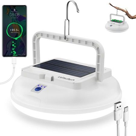 Portable Solar Powered Camping Light with 126 LEDs,Hanging Waterproof Tent Light, USB Rechargeable Outdoor Lamp for Camping, Emergency, Hiking, Power Outages