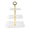 Dessert Cupcake Stand 3 Tier Cup Cake Holder Tower Tea Party Birthday Weeding Plastic Tiered Serving Tray Metal Rod White