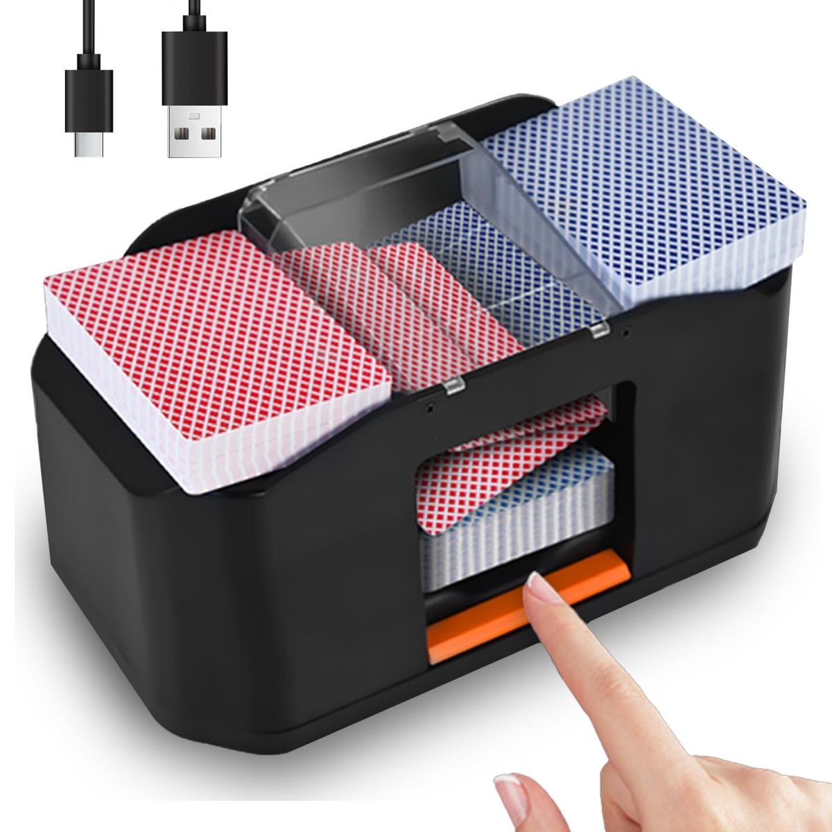 Card Shuffler Automatic Quiet 2000mAh Rechargeable Electric 2 Decks Poker Playing Cards Home Family Games Casino